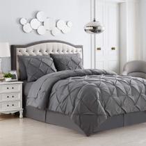 Conjunto de Edredom Sweet Home Collection Pintuck Grey Queen - 8 Peças Conjunto de Edredom Sweet Home Collection Pintuck Grey Queen - 8 Peças
