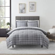 Conjunto de edredom Sweet Home Collection Twin Grey Plaid