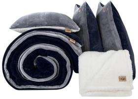 Conjunto de edredom UGG Remina King-California King, 5 peças, azul marinho