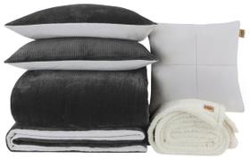 Conjunto de edredom UGG Remina King-California King, 5 peças de carvão vegetal