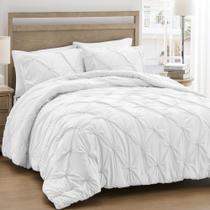 Conjunto de edredom UNIKOME Queen White Pintuck Down Alternative