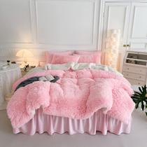 Conjunto de Edredom UOZZI BEDDING Pink Faux Fur Twin 3 Peças