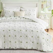 Conjunto de edredom VIVILINEN Queen Size Green Floral para meninas Conjunto de edredom VIVILINEN Queen Size Green Floral para meninas