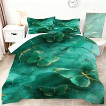 Conjunto de edredom VTKON Emerald Green Marble Twin Size Microfiber Conjunto de edredom VTKON Emerald Green Marble Twin Size Microfiber