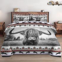 Conjunto de edredom WeCozy Full Size com 2 fronhas Highland Cow