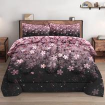 Conjunto de Edredom WeCozy Twin Size - Estampa Floral Rosa Claro