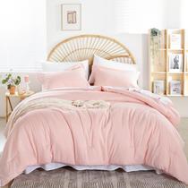 Conjunto de edredom Weigelia Pink tamanho completo com lençóis de 7 peças