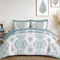 Conjunto de edredom WONGS BEDDING Aqua King Size 7 peças de microfibra Conjunto de edredom WONGS BEDDING Aqua King Size 7 peças de microfibra