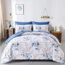 Conjunto de edredom WONGS BEDDING Botanical Queen 7 peças florais Conjunto de edredom WONGS BEDDING Botanical Queen 7 peças florais