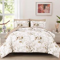 Conjunto de edredom WONGS BEDDING Brown Queen com 7 peças de microfibra