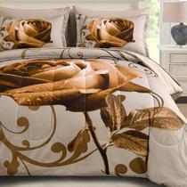 Conjunto de edredom WONGS BEDDING Brown Queen com 7 peças