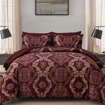Conjunto de edredom WONGS BEDDING Burgundy King Size 7 peças Conjunto de edredom WONGS BEDDING Burgundy King Size 7 peças
