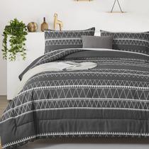 Conjunto de edredom WONGS BEDDING cinza escuro reversível king size Conjunto de edredom WONGS BEDDING cinza escuro reversível king size