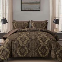 Conjunto de edredom WONGS BEDDING Damask Coffee Gold King 7 unidades Conjunto de edredom WONGS BEDDING Damask Coffee Gold King 7 unidades