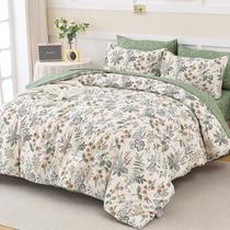 Conjunto de edredom WONGS BEDDING Floral Queen Size 7 peças verdes