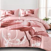 Conjunto de edredom WONGS BEDDING Pink Queen com 2 fronhas Conjunto de edredom WONGS BEDDING Pink Queen com 2 fronhas