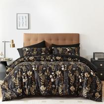 Conjunto de edredom WONGS BEDDING preto e dourado king size 7 peças