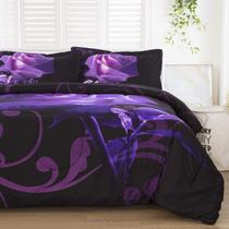 Conjunto de edredom WONGS BEDDING Purple Rose King com 2 fronhas