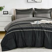 Conjunto de edredom WONGS BEDDING, tamanho completo, cinza escuro, listrado, 7 peças Conjunto de edredom WONGS BEDDING, tamanho completo, cinza escuro, listrado, 7 peças