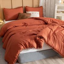 Conjunto de edredom YIRDDEO Terracotta Rust Orange King Size 3 unidades