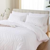 Conjunto de edredom YIRDDEO White Boho em tamanho real, 3 unidades com 2 fronhas