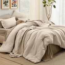 Conjunto de Edredón Bedsure Twin Beige Claro 5 Piezas para Todas las Estaciones