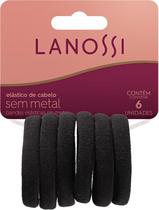 Conjunto de Elásticos para Cabelo Sem Metal Preto Lanossi Beauty & Care com 6 Unidades