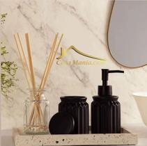 Conjunto de Elegância: 2 Dispensers de Cerâmica Preto para o Seu Banheiro