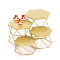 Conjunto de elevadores de comida Buffet MinWadil Metal Display Risers em latão Conjunto de elevadores de comida Buffet MinWadil Metal Display Risers em latão