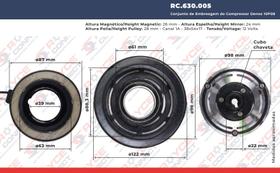 Conjunto de Embreagem do Compressor Denso 10P08 12V Polia Canal 1A 123mm R134a