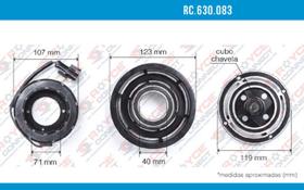 Conjunto de Embreagem do Compressor Denso 10P15 12V Polia 8pk 123mm