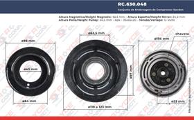 Conjunto de Embreagem do Compressor Sanden 7H15 5H11 SE507 Eixo de Chaveta 12V Polia 8pk 119mm