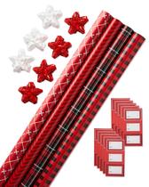 Conjunto de embrulho de presente de Natal American Greetings, 4 rolos, 120 pés quadrados Conjunto de embrulho de presente de Natal American Greetings, 4 rolos, 120 pés quadrados