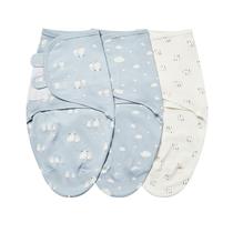 Conjunto de embrulho Insular Baby Swaddle, pacote com 3 unidades de algodão macio, 0-3 m