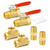 Conjunto de encaixes de tubulação GASHER 6PCS 3/8 polegadas de latão NPT com válvula de esfera Conjunto de encaixes de tubulação GASHER 6PCS 3/8 polegadas de latão NPT com válvula de esfera