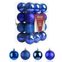 Conjunto de enfeites de árvore de Natal Aitsite 24 quilates de plástico azul de 4 cm