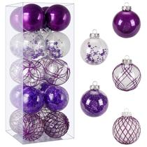 Conjunto de enfeites de bola de Natal BSTDECOR Purple 80mm 20ct Conjunto de enfeites de bola de Natal BSTDECOR Purple 80mm 20ct