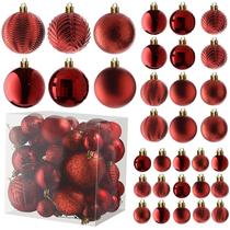 Conjunto de enfeites de bola de Natal Prextex Shatterproof 36 unidades vermelhas
