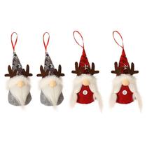 Conjunto de enfeites de gnomos pendurados para árvore de Natal com 4 gnomos suecos feitos à mão para casais de Papai Noel Elfo pendurado para casa - Tipo C