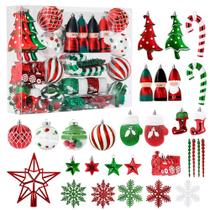 Conjunto de enfeites de Natal Alupssuc, 95 unidades, vermelho, verde, inquebrável