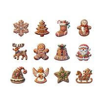 Conjunto De Enfeites De Natal De Madeira Artesanais 12/24/36 Peças Com Padrões De Papai Noel E