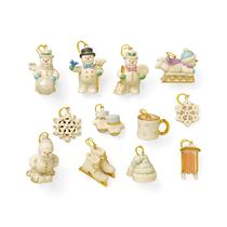 Conjunto de enfeites de Natal de porcelana Lenox Snow Pals de 12 peças Conjunto de enfeites de Natal de porcelana Lenox Snow Pals de 12 peças