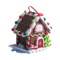 Conjunto De Enfeites De Natal Em Forma De Casa De Gengibre 5 Peças Decoração De Férias Com Corda