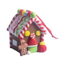 Conjunto De Enfeites De Natal Em Forma De Casa De Gengibre 5 Peças Decoração De Férias Com Corda