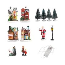 Conjunto De Enfeites De Natal Em Resina LED Com Vila, Papai Noel, Agulhas De Pinheiro, Paisagem Conjunto De Enfeites De Natal Em Resina LED Com Vila, Papai Noel, Agulhas De Pinheiro, Paisagem