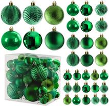 Conjunto de enfeites de Natal Prextex Shatterproof Green 36 unidades