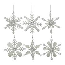 Conjunto de enfeites de Natal ShalinIndia Snowflake Iron & Glass Conjunto de enfeites de Natal ShalinIndia Snowflake Iron & Glass