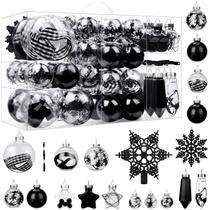 Conjunto de Enfeites de Natal SHareconn 86 Peças Bolas Pretas e Transparentes Conjunto de Enfeites de Natal SHareconn 86 Peças Bolas Pretas e Transparentes