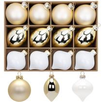 Conjunto de Enfeites Pendentes WHGJ 12 Peças em Vidro Dourado para Natal