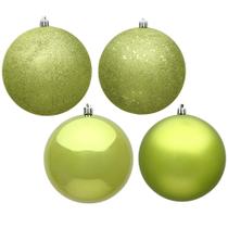 Conjunto de Enfeites Vickerman Bola Verde Limão 15 cm com 4 Acabamentos - 4 Unidades
